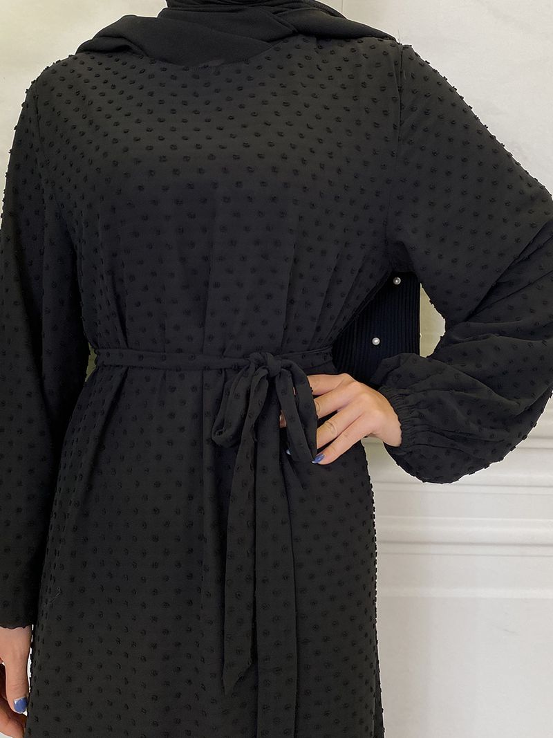 Laatste moderne mode Ruffle Polka islamitische kleding Kaftan met voering Vrouwen moslim Maix Casual jurk Abaya_voghion.com