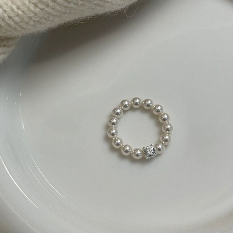 Liten utsøkt zirkon sukkerbit Shijia perle elastisk armbånd lys luksus fransk elegant armbånd jenter smykker engros_voghion.com