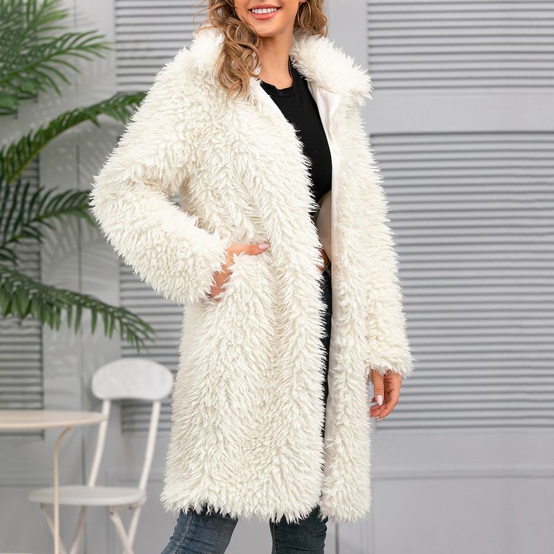 Women's Clothing autumn and winter new product lapel long plush fur jacket top women's coat_voghion.com