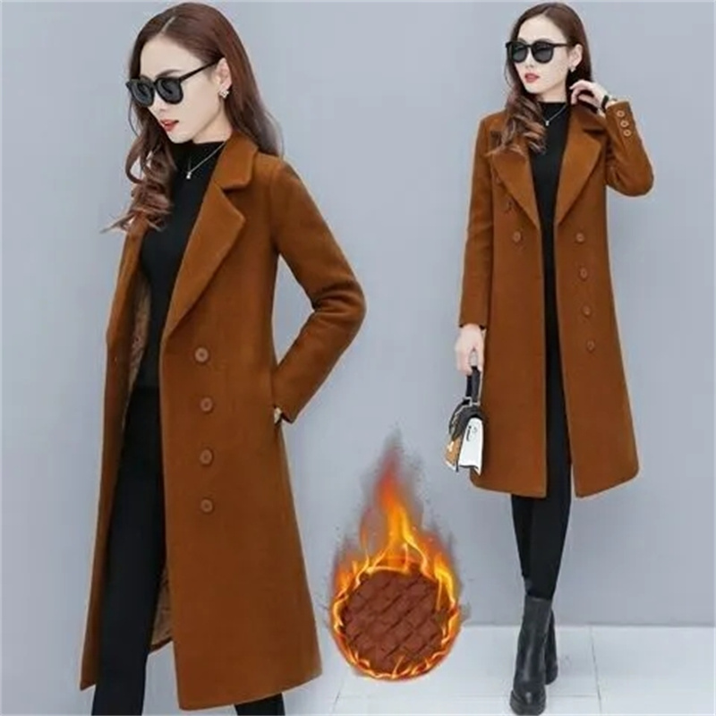 Female Woolen Coat Veet 2023Women's Double-Breasted Woolen Coat Spring And Autumn Woolen Coat Fashion Suit Collar_voghion.com