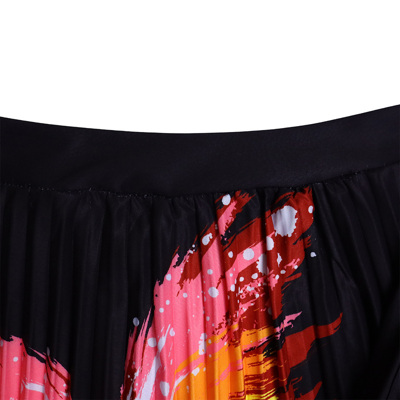 Ensemble deux pièces pour femme, haut imprimé à la mode, jupe plissée taille haute_voghion.com
