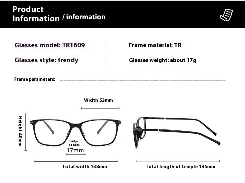 Ramă de ochelari metalică ultra ușoară, ochelari de miopie cu formă neregulată, nemagnetici, ochelari de vedere pentru studenți, cu față simplă, TR1609_voghion.com