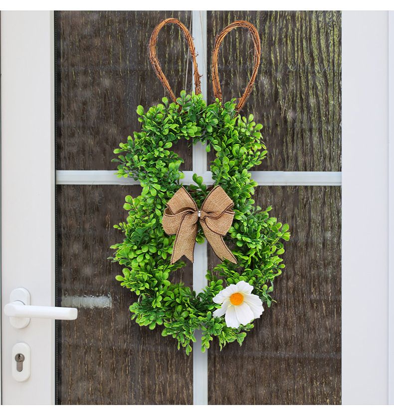 Ghirlanda di rami morti di Pasqua cortile esterno simulazione porta di fiori appesa ghirlanda di fiori bianchi di coniglio creativo_voghion.com