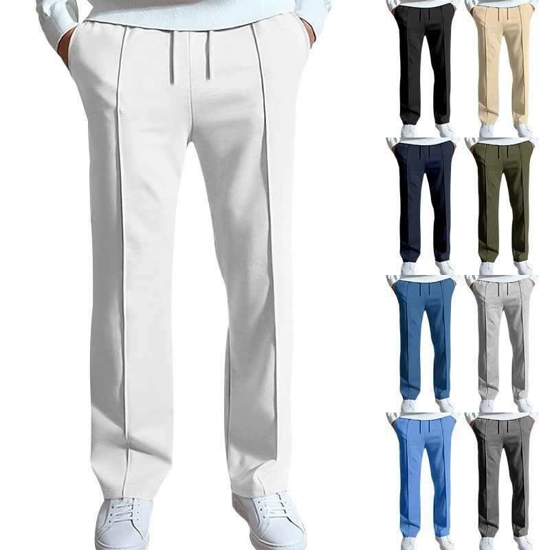Îmbrăcăminte pentru bărbați, pantaloni sport casual pentru bărbați, talie înaltă, cu cordon, mărime mare, culoare solidă_voghion.com