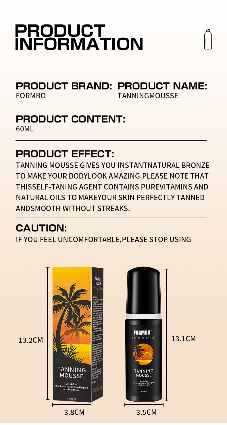 FORMBO Tanning Mousse Strand Udendørs Solfri Selvbruner Hud Bronze Hvedefarve_voghion.com