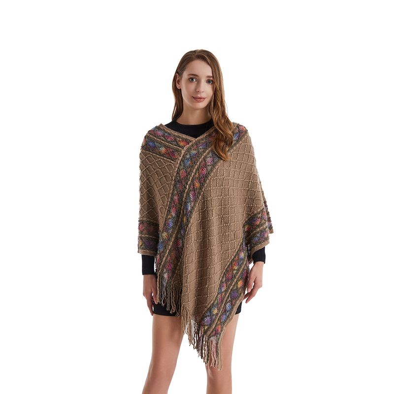 Mantel 2023 Hierscht/Wanter Nei Quastenpullover Grouss Schal V-Ausschnëtt Strickartikelen fir Fraen_voghion.com