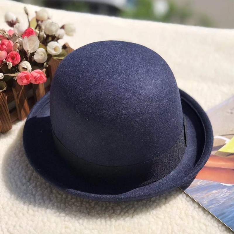 retro British woolen hat with small edge and curled edge trendy wool hat, versatile fashionable top hat_voghion.com