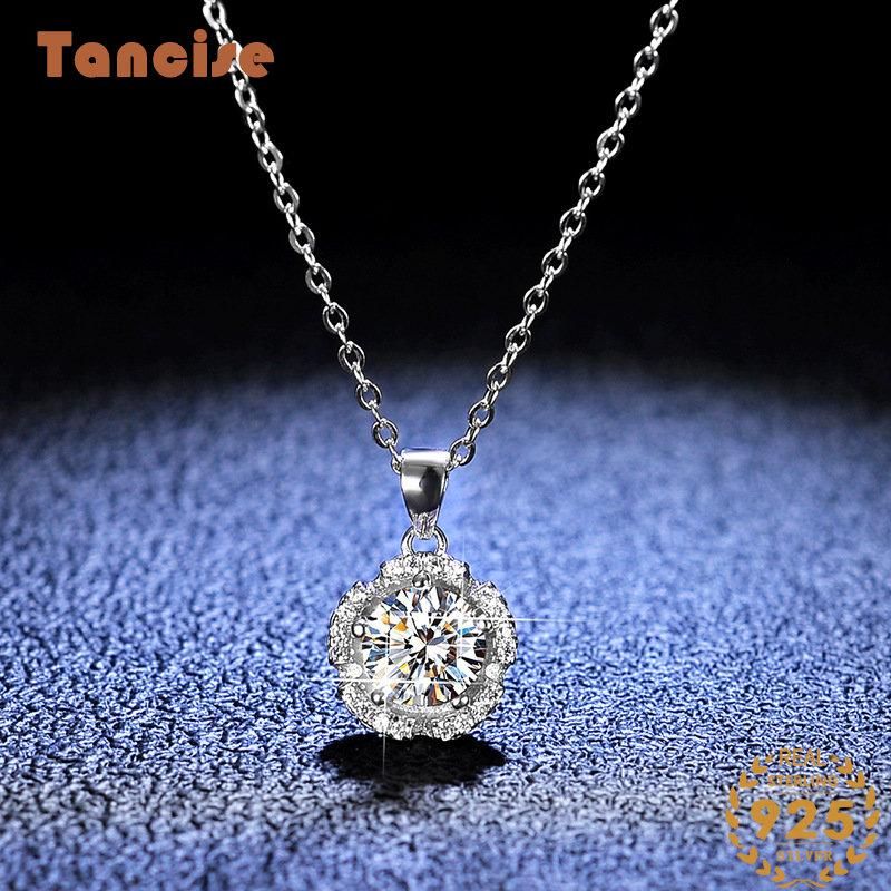 Tancise Luxe Persoonlijkheid Zilveren Moissanite Hanger Ketting Dames Classic Tide Party Gift_voghion.com