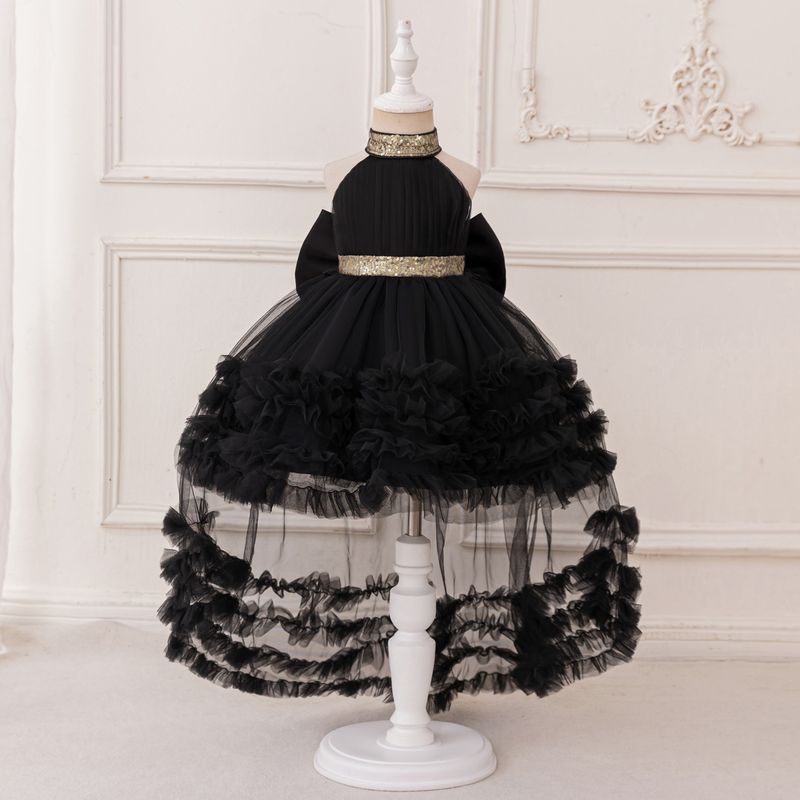 Boho prinsessenjurk (70-110 cm/6M-3J) | Bohemian halterjurk met vloeiende sleep voor verjaardagen en optredens_voghion.com