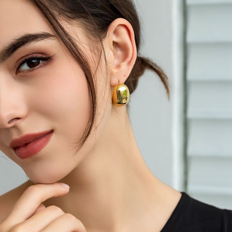Orecchini a forma di fagiolo in metallo, semplici, di alta qualità, classici e leggeri, placcati in oro, per donna, con ago in argento, eleganti_voghion.com