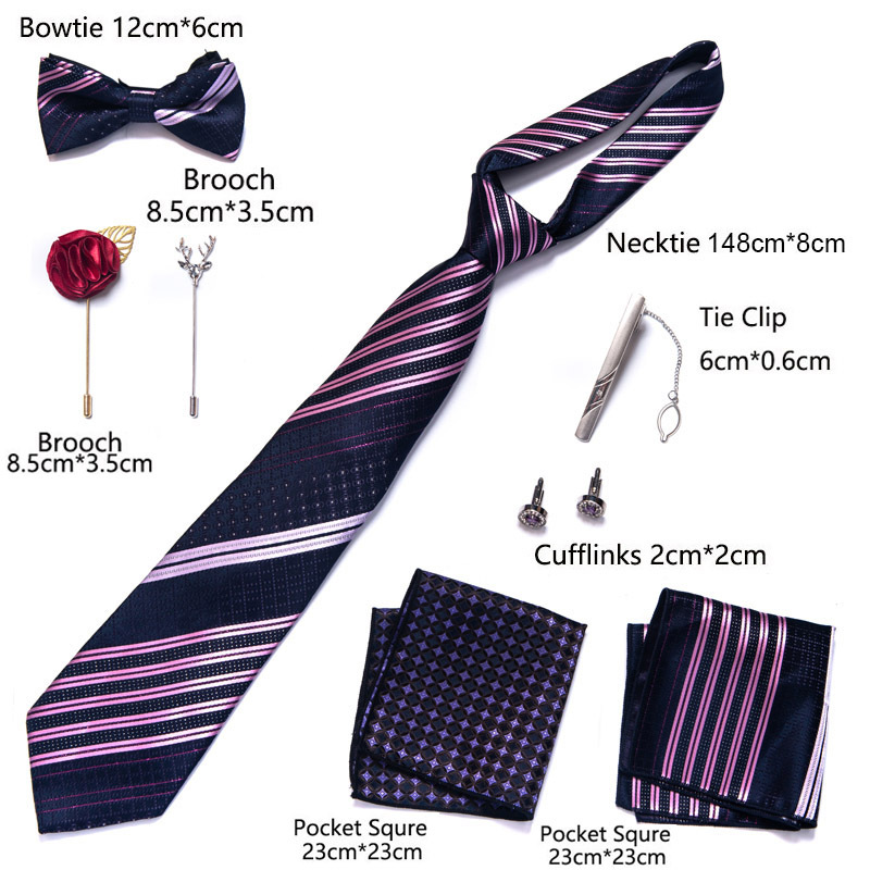 Gravata masculina lenço quadrado conjunto de caixa de presente de 8 peças namorado gravata presente transfronteiriça venda quente_voghion.com