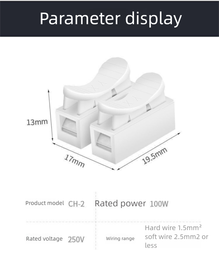 Two-position Push-type Lighting CH2 Snap Connector Spotlight Quick Wiring Terminal New Model_voghion.com