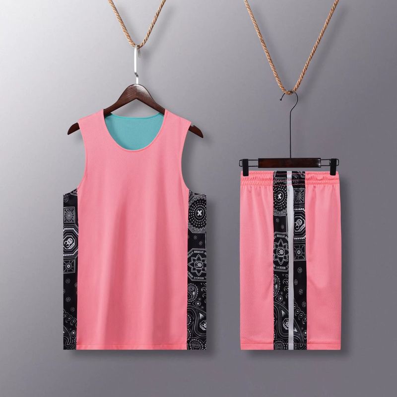 Costum de baschet cu două fețe, îmbrăcăminte sport lejeră pentru bărbați, uniformă personalizată pentru studenți, vestă imprimată,_voghion.com