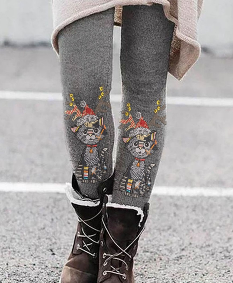 Leggings elasticizzati retrò stampati a vita alta stile caldo del commercio estero da donna_voghion.com