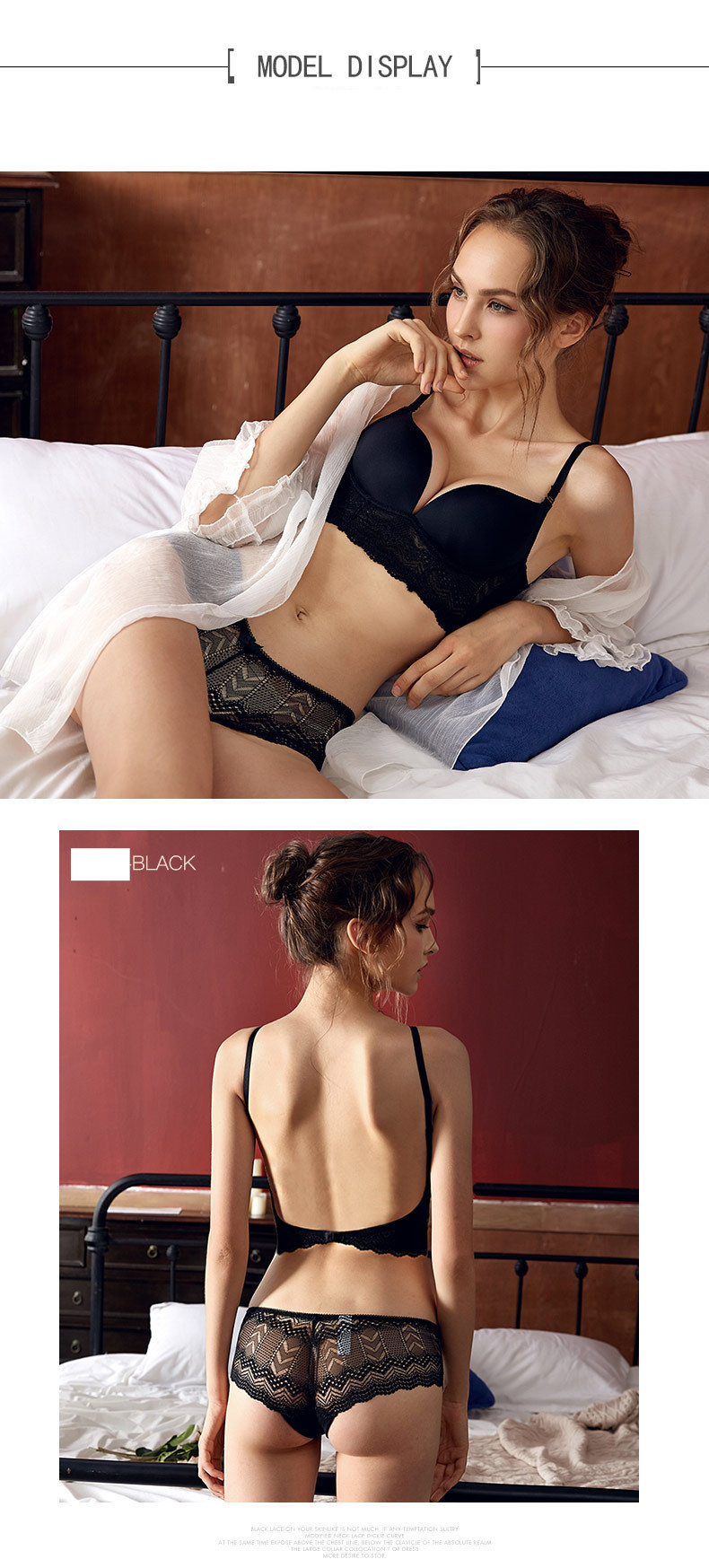 Ropa interior sexy para mujer, sujetador grande sin espalda en forma de U, hermoso sujetador de encaje en la espalda, sin costuras, sin aro de acero, ropa interior push-up de pecho pequeño, verano_voghion.com