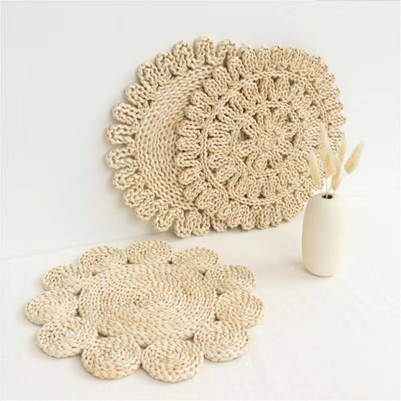 Mantel individual de cáscara de maíz tejido a mano Wannilen, mantel resistente al calor, mantel para té caliente, mantel para mesa, mantel para platos y tazas_voghion.com