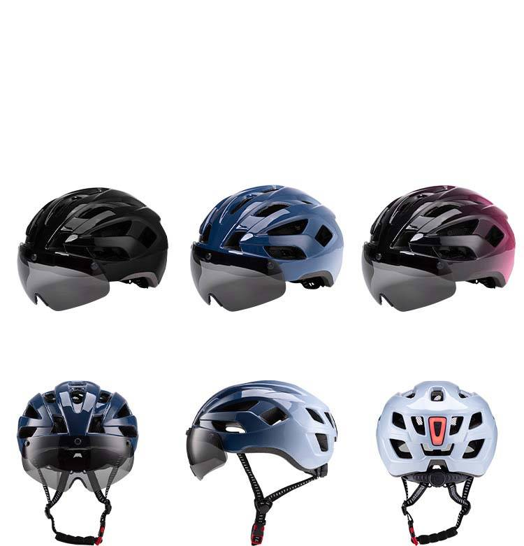 Magnetic Detachable Visor Bike Helmet With LED Light - Universal Road Cycling Helmet One-Piece Aerodynamic Design_voghion.com