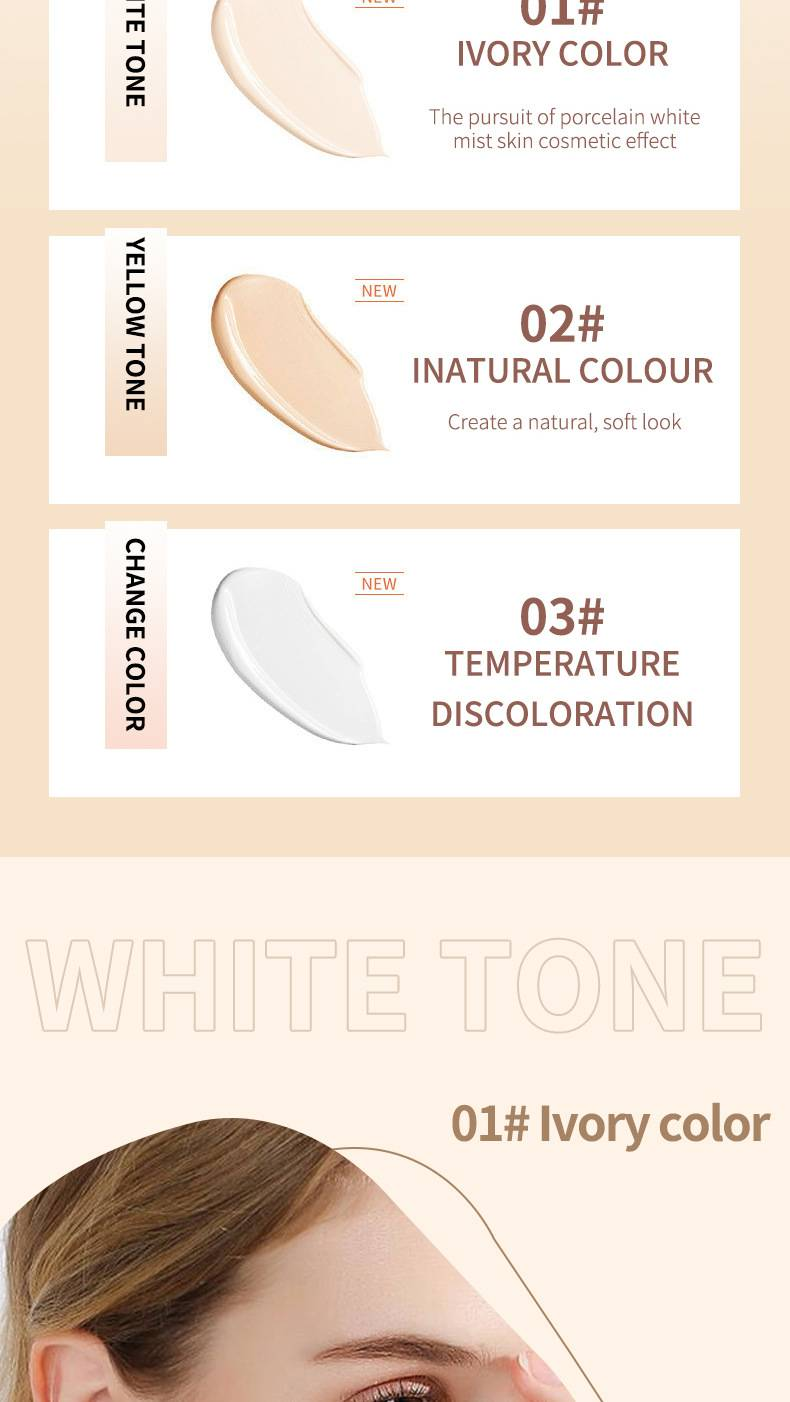 Base de maquillaje adaptable a la temperatura O'CHEAL: corrige, es resistente al agua, controla la grasa, es translúcida e ilumina._voghion.com