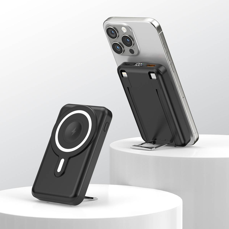 New Power Bank With Lightweight Metal Phone Holder And 10000mAh Large Capacity Wireless Power Bank With Cable_voghion.com