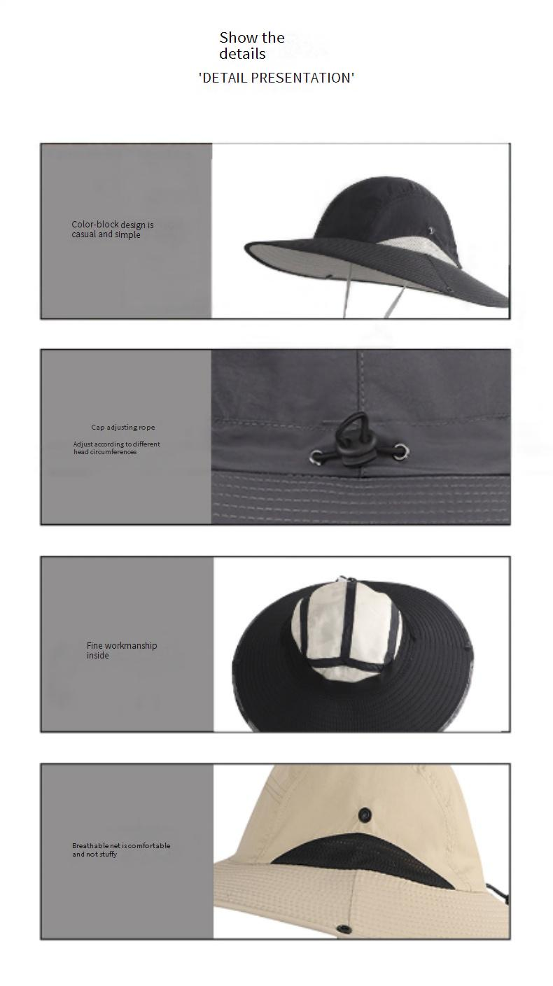 Cappello con ventola di raffreddamento ad energia solare - Cappello da sole a tesa larga per uomo, protezione solare UPF50+ e ventilazione ad alta velocità per escursionismo/pesca all'aperto_voghion.com