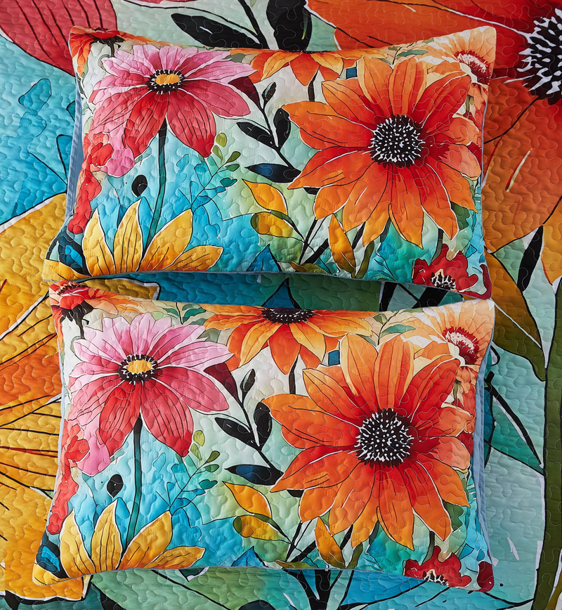 Juego de funda de cama CG41 con estampado de flores y polvo, ideal para dormitorios y salas de estar (1 colcha + 2 fundas de almohada, sin relleno de edredón ni de almohada)_voghion.com