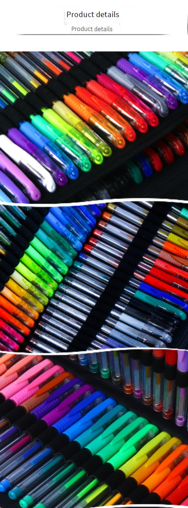240-Piece Bulk Art Supplies Set: 120 Colors Gel Pens, Highlighters, Glitter Markers & Watercolor Paints For Kids & Adults – 1.0mm Tip, Nylon Case_voghion.com