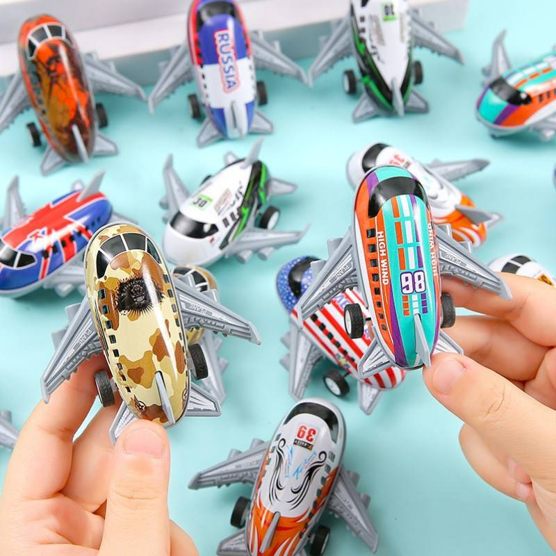 Cartoon Pull-back Toy Multiple Styles And Random Colors Children's Tin Pull Back Plane Small Toys_voghion.com