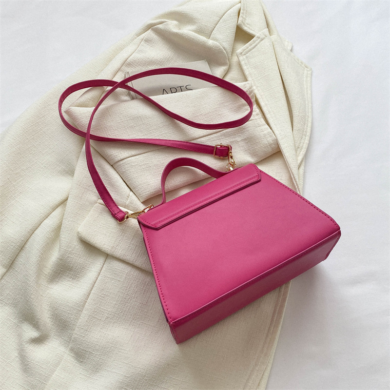 Women's 2024 Fashion Handheld Small Square Solid Color Button Texture Crossbody Bag_voghion.com