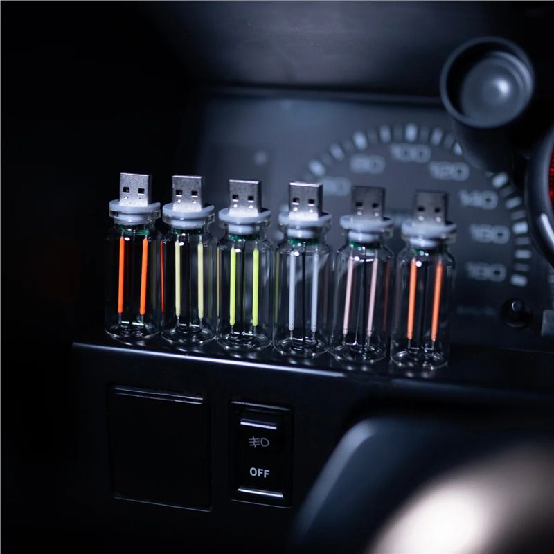 USB Notte Nuova Auto Atmosfera Ceramica LED Bottiglia di Vetro Romantico Mini Luce Touch_voghion.com