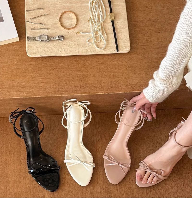 Moonlight, Naked, Beautiful, Crying. Nude, Straight Ribbon, Bow, 2025 Summer New, Slim High-heeled Sandals For Women Fashion Temperament Delicate_voghion.com