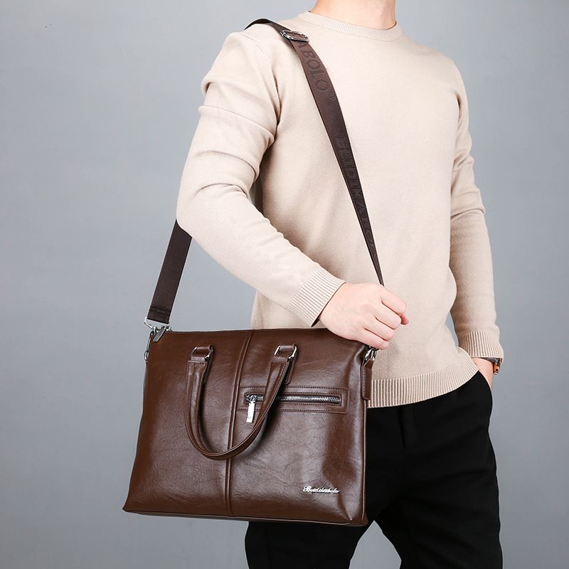 New Business Casual Handbag Horizontal Shoulder Crossbody Bag Men's Computer Briefcase_voghion.com