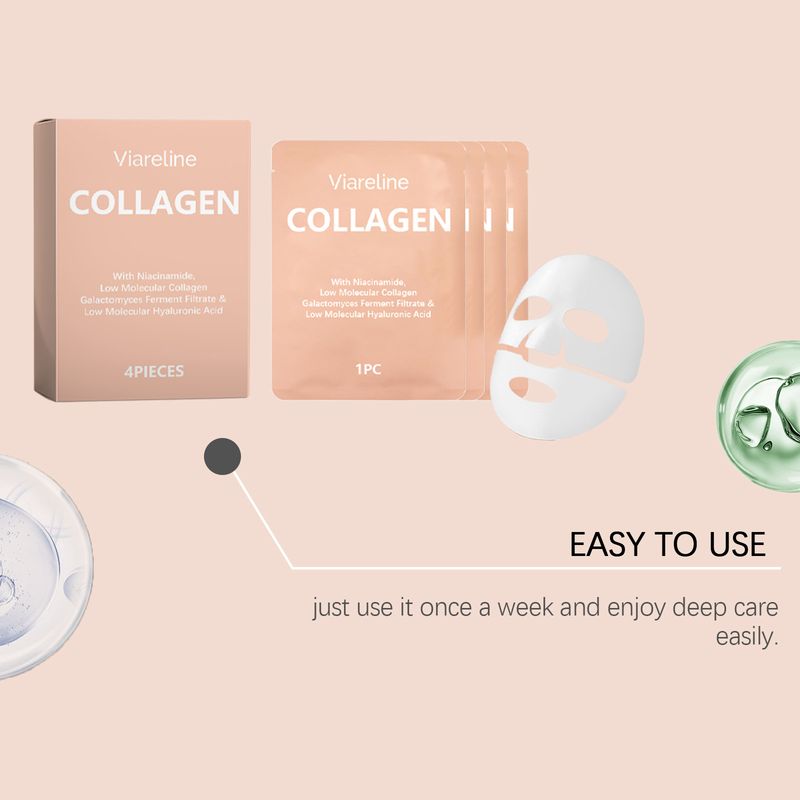 Viareline Collagen Facial Hydrating Texture Zartes Make-up Leichte feuchtigkeitsspendende Hautpflegemaske_voghion.com