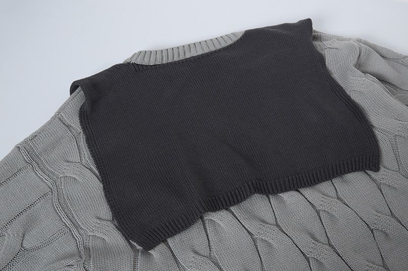 Trendy Brand Cable Knit Pullover Sweater For Couples, Autumn Winter 2025, Loose And Lazy Style, Niche Shawl Knitwear_voghion.com