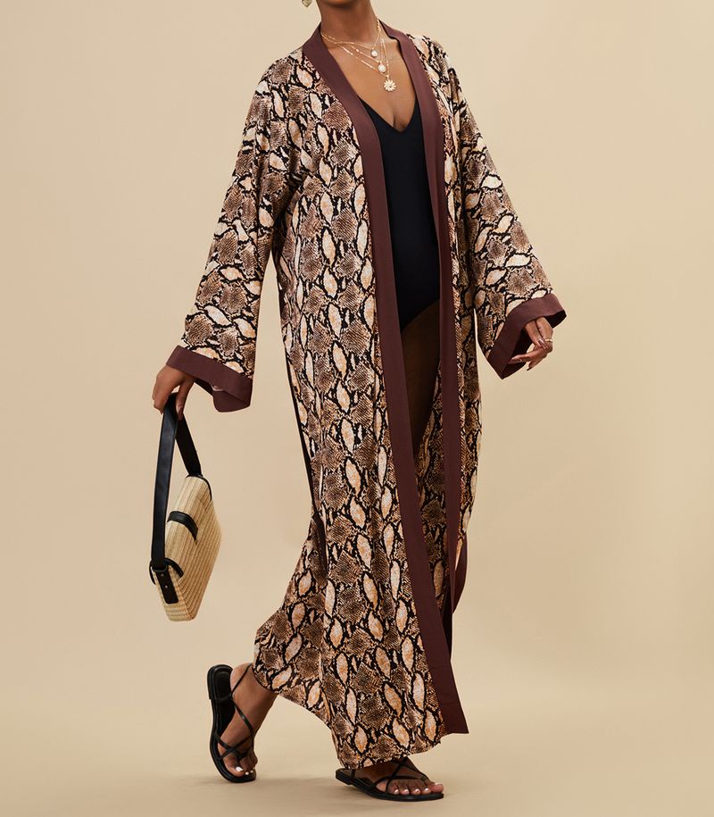 Women's Clothing Beach cover-up rayon zebra pattern holiday bikini sunscreen cardigan dress large size loose_voghion.com