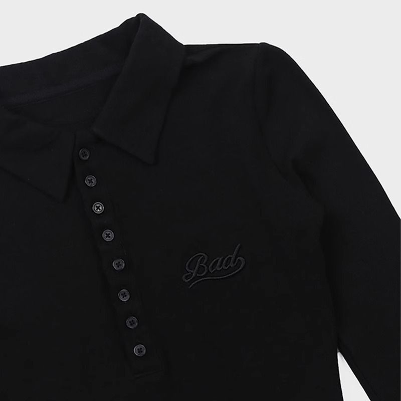 American Retro Polo Shirt Women's Slim Fit Collared Top Vintage Y2K Style Unique Basic Tee_voghion.com