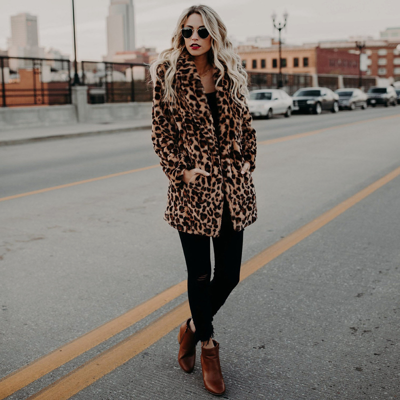 Winter Warme Mode Leopardenfell Damen Mantel Revers Jacke_voghion.com