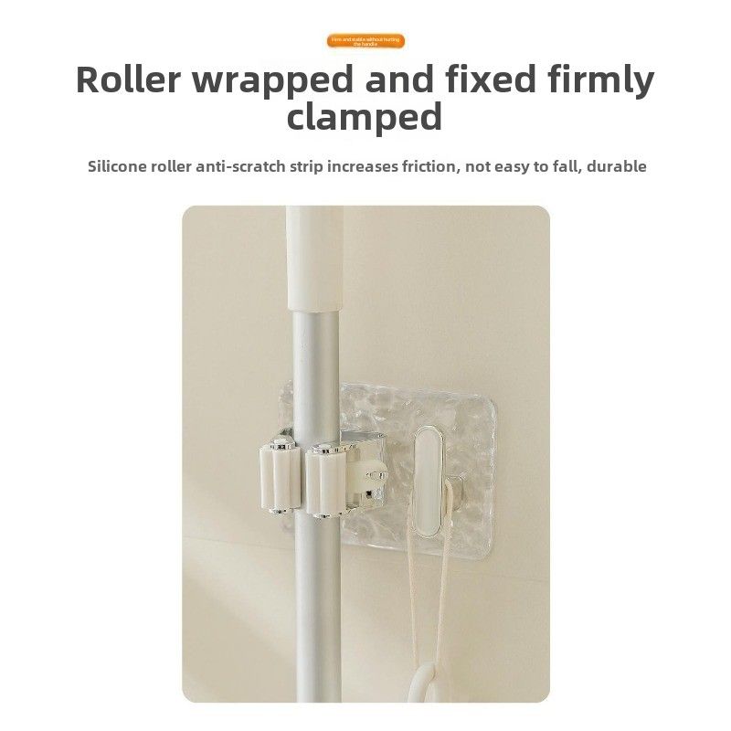 Mop clip, mop clip, super viscose hook, no punching, bathroom mop storage rack, wall storage artifact_voghion.com