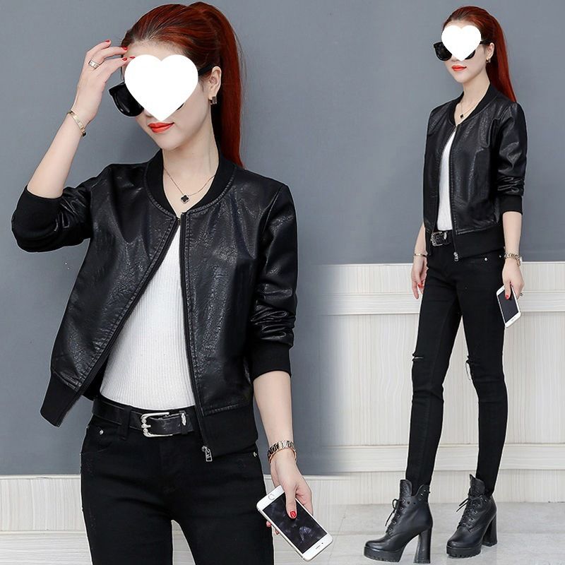 Veste de baseball courte et décontractée en cuir pour femme, nouvelle version coréenne, ample et slim, printemps-automne 2025_voghion.com