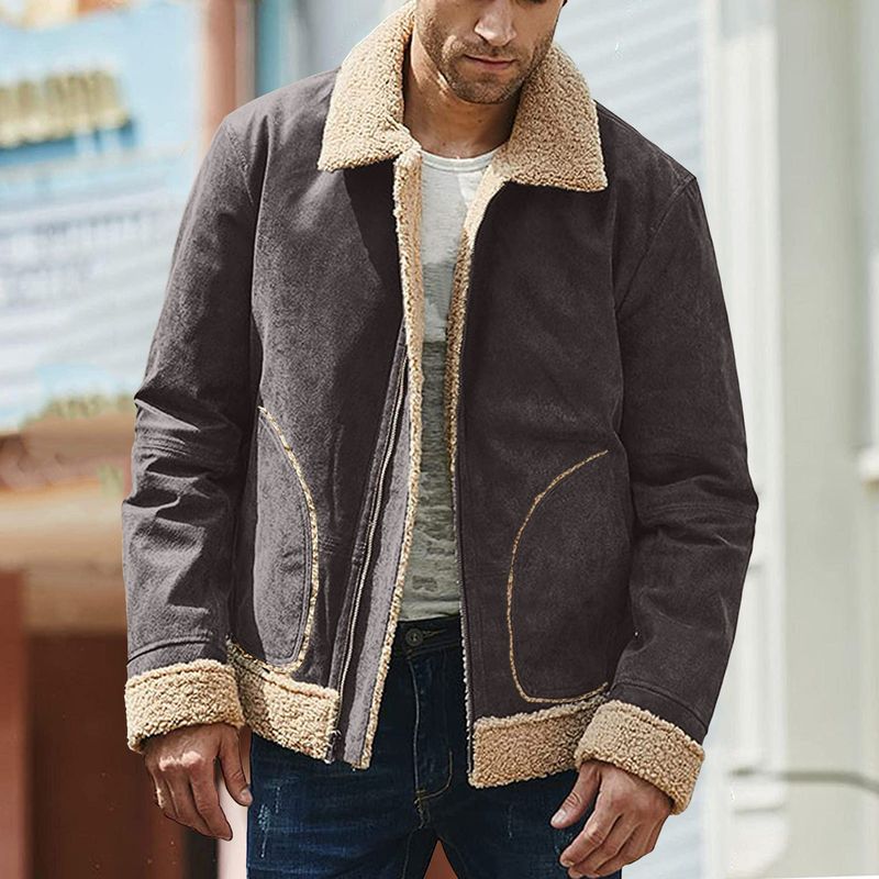 men's large size frosted velvet composite coat thick coat fur integrated_voghion.com