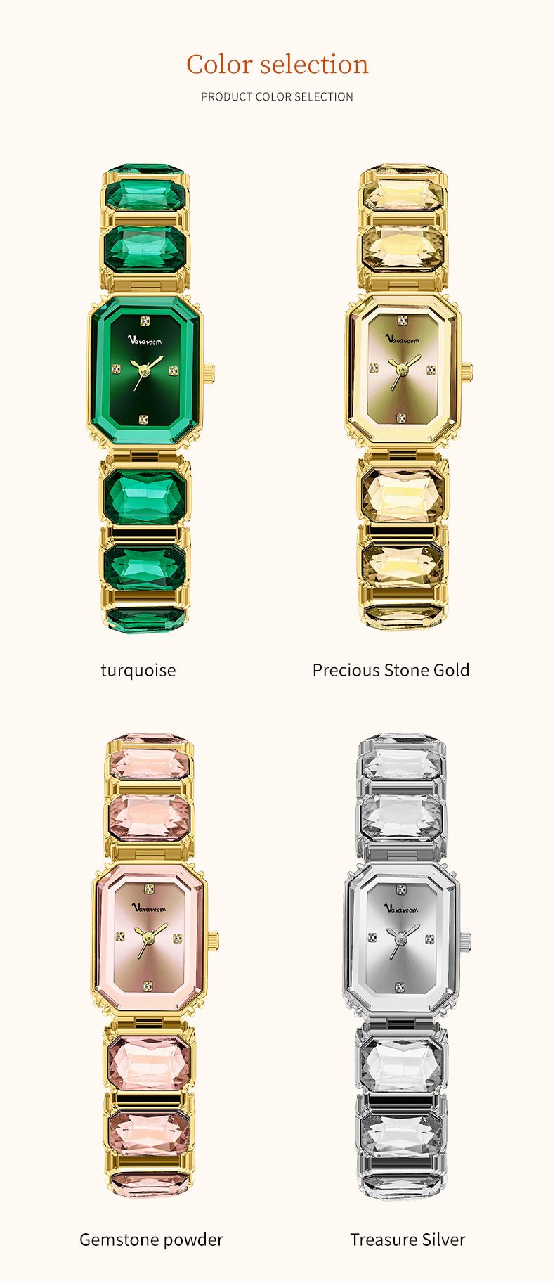 Women's Elegant Square Crystal Stainless Steel Quartz Watch With Gemstone Accents, Minimalist Fashion Timepiece For Daily Wear_voghion.com