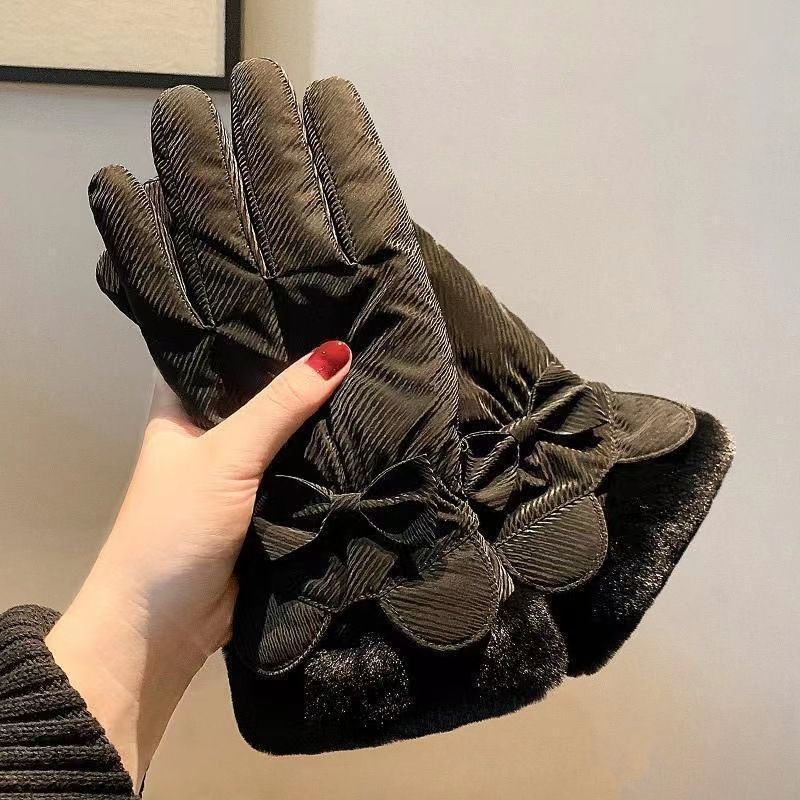 Új kerékpáros bársony aranyos meleg női elektromos roller téli síkesztyű_voghion.com