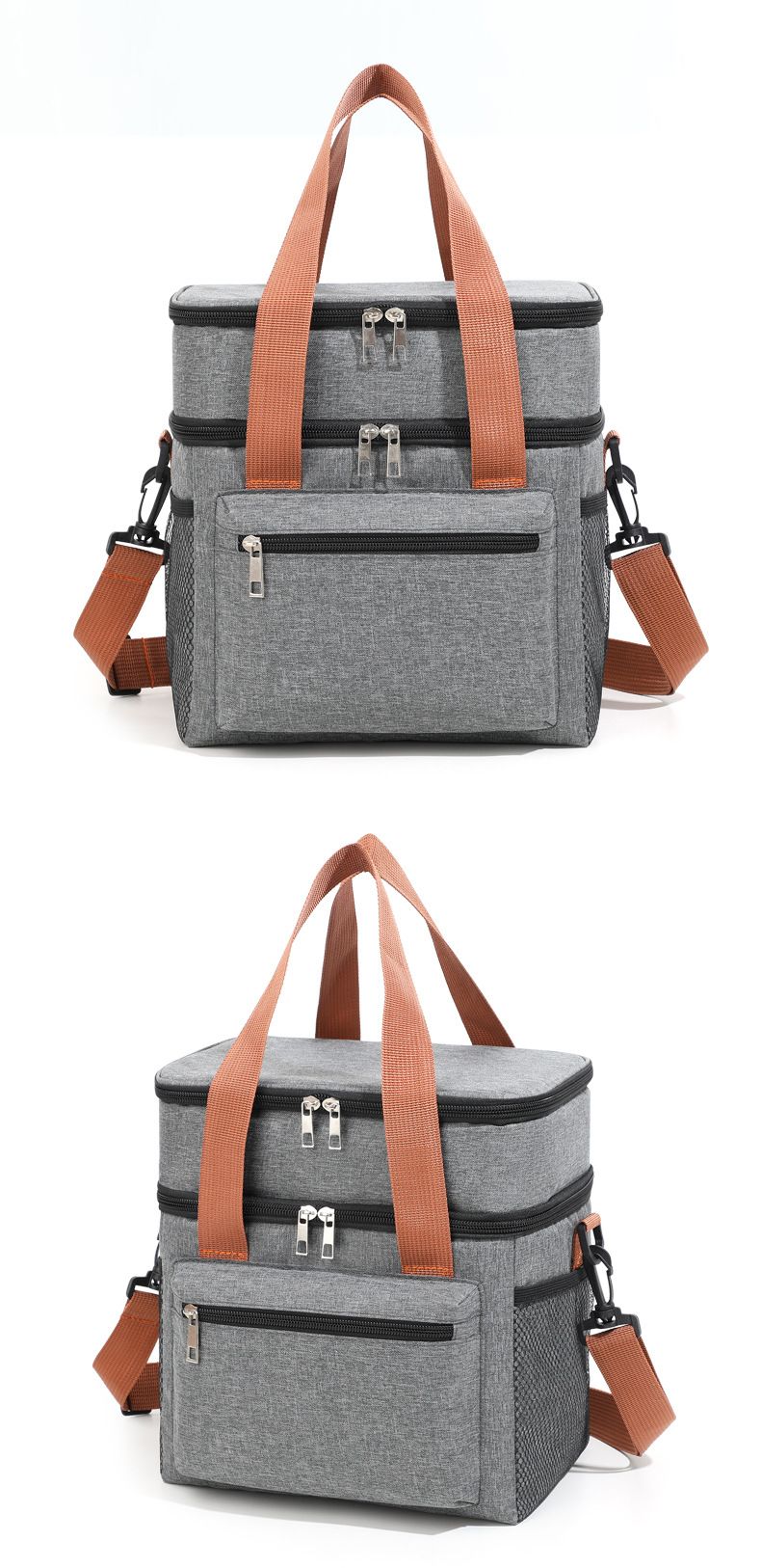 Borsa termica per il pranzo di grande capacità, a doppio strato, per campeggio, picnic, a tracolla, a tenuta stagna, con tracolla regolabile._voghion.com