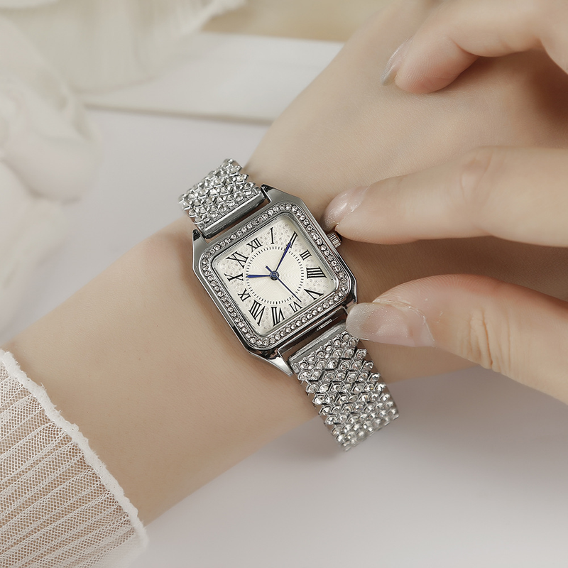 2024 High-End-Mode-Armbanduhr mit Stahlband und eingelegtem Volldiamant und römischem Muster mit Strasssteinen für Damen_voghion.com