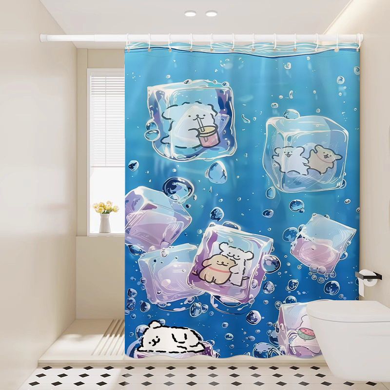 Tenda da doccia con motivo a cuccioli, stile cartoon, impermeabile, per porta, finestra, bagno_voghion.com