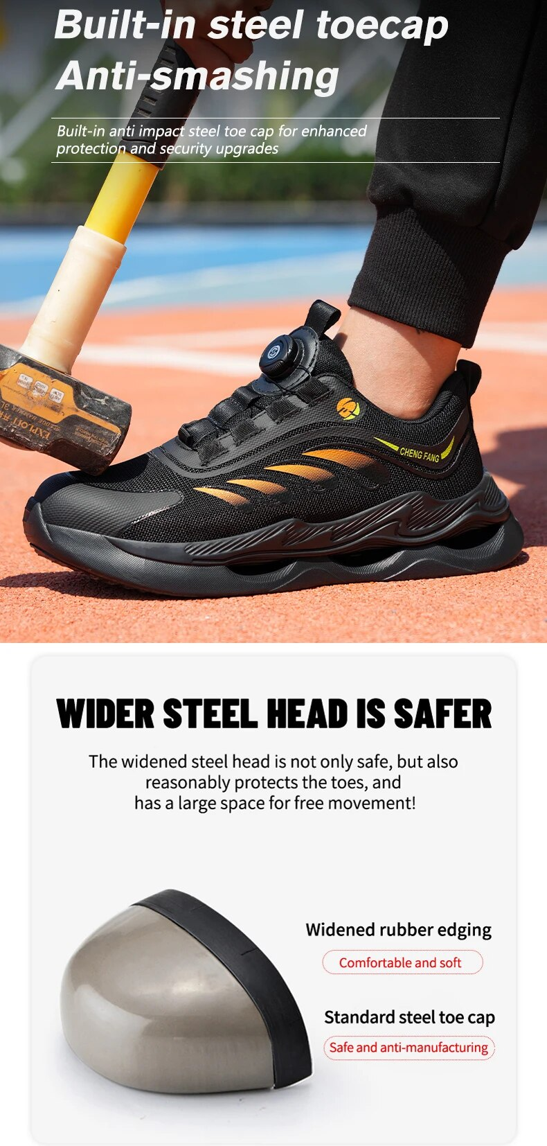 Kvalitetssäkerhetsstövlar Rotary Spänne Sneakers Oförstörbara Anti-smash Anti-punktering Arbetsskor för män_voghion.com