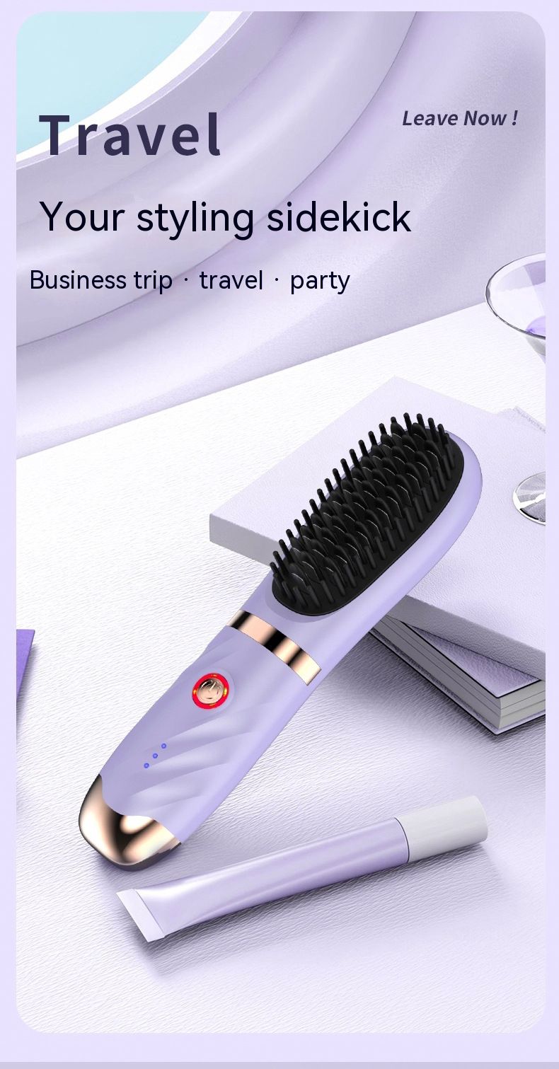 New lazy straight hair comb wireless hair straightener small USB charging portable travel curling and straightening dual purpose artifact_voghion.com