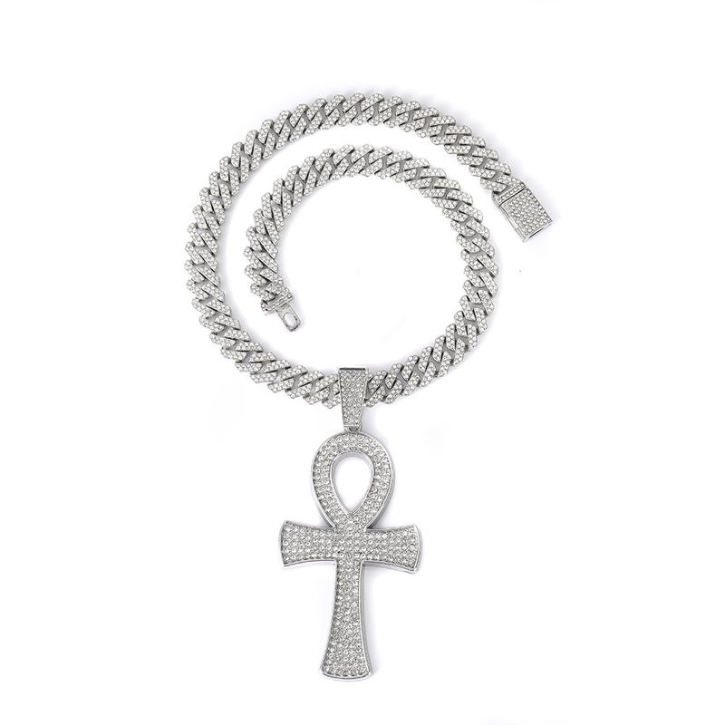Pingente de chave de diamante completo personalizado liga colar acessórios fivela de segurança hip hop corrente cubana_voghion.com
