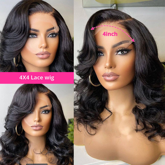 Pelucas de Bob corto ondulado 13x4, pelucas frontales transparentes de Bob, pelucas de cabello humano brasileño 180% prearrancado para mujeres_voghion.com