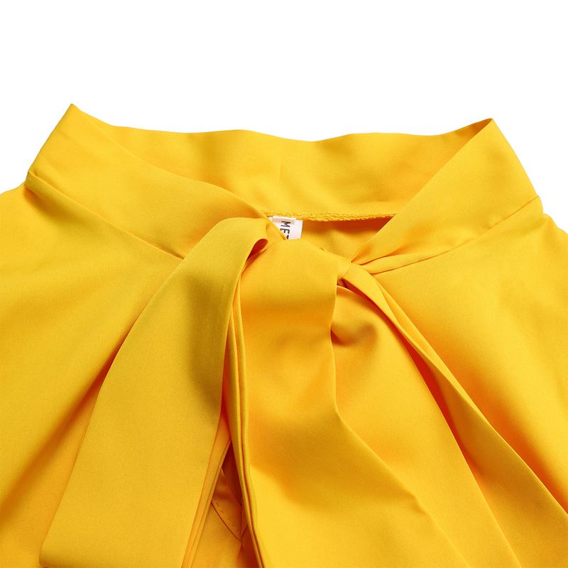 Damenbekleidung Übergröße Damenbekleidung Herbst neuer Stil Schnürung Plissee Langarm Farbabstimmung Temperament elegantes Kleid_voghion.com