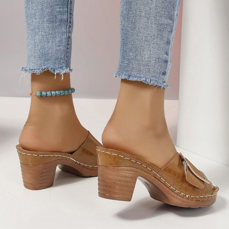 Sandalias Muller de tacón alto con tiras metálicas para mujer, primavera de 2025, talla grande_voghion.com